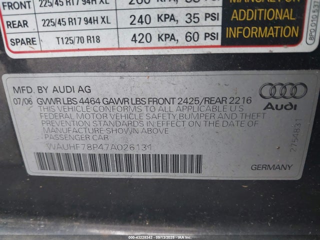 2007 AUDI A3 WAUHF78P47A026131 Photo 8