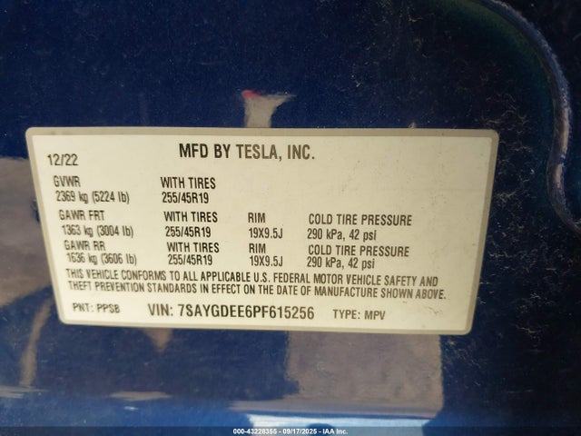 2023 TESLA MODEL Y 7SAYGDEE6PF615256 Photo 8