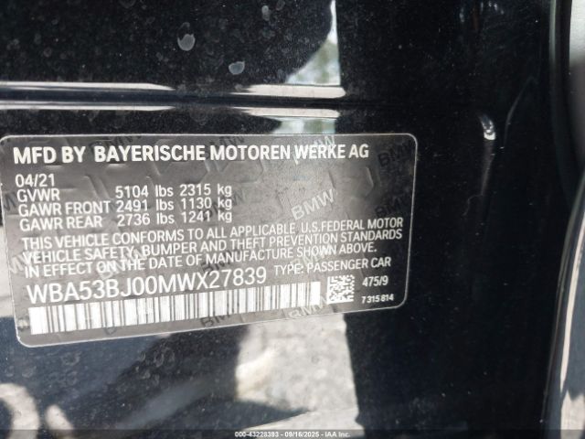 2021 BMW 540I WBA53BJ00MWX27839 Photo 8