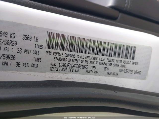 Jeep Grand Cherokee 2015 1C4RJFAG4FC821872 Image 9
