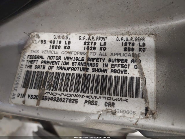 1995 SAAB 900 YS3DF55V4S2027025 Photo 8