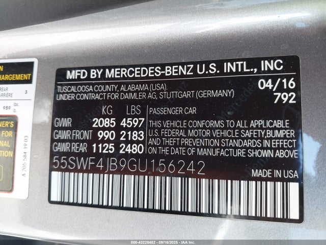Mercedes-Benz 2016 2016 55SWF4JB9GU156242 Image 9