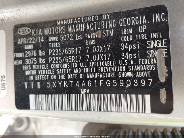 5XYKT4A61FG590397 KIA dohc t-gdi theta-ii