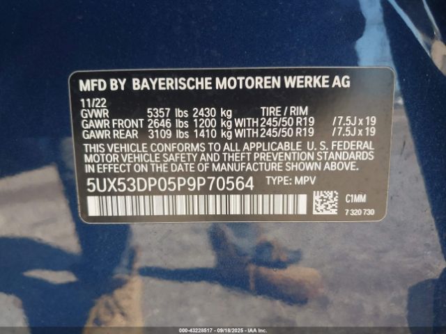 2023 BMW X3 5UX53DP05P9P70564 Photo 8