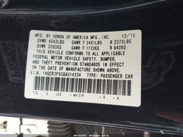 1HGCR3F95GA014234 Honda j35y1