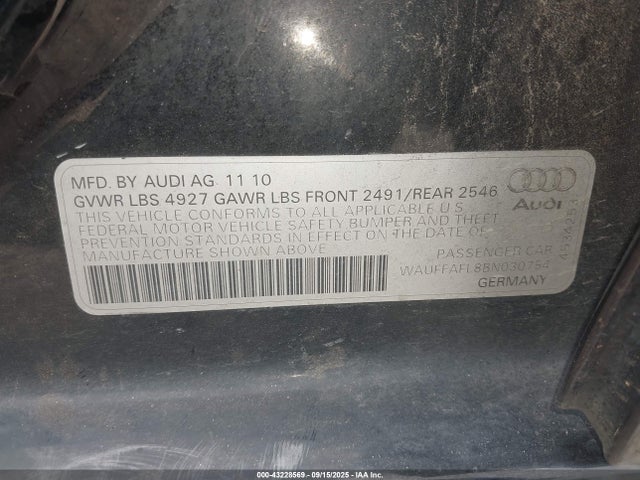 2011 AUDI A4 WAUFFAFL8BN030754 Photo 8