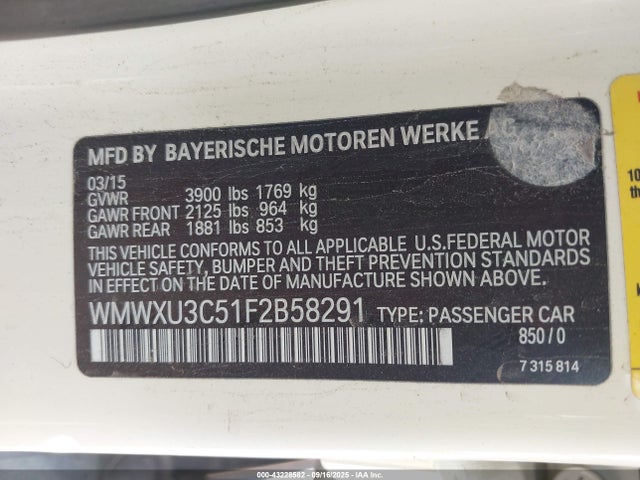 WMWXU3C51F2B58291 Mini Hardtop