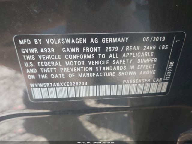 2019 VOLKSWAGEN ARTEON WVWSR7ANXKE028203 Photo 8