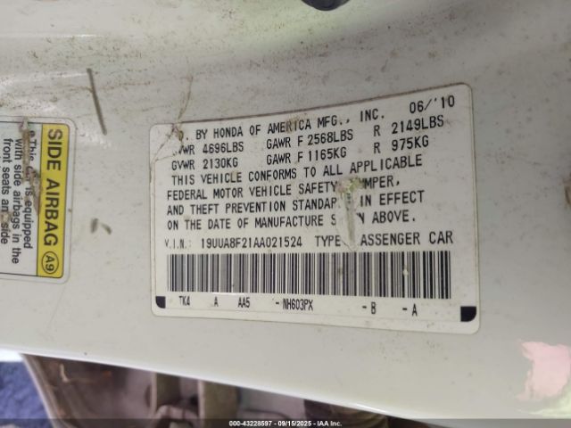 2010 ACURA TL 19UUA8F21AA021524 Photo 8