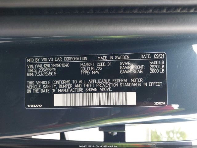 2022 VOLVO XC60 YV4L12RL2N1961040 Photo 8