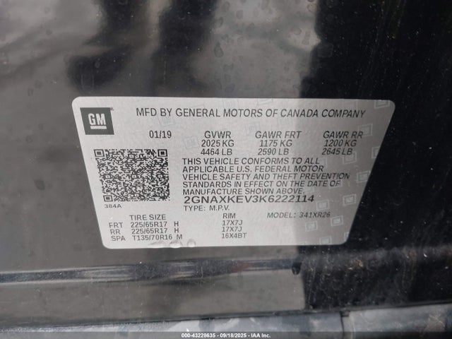 Chevrolet EQUINOX LT 2019 2GNAXKEV3K6222114 Image 9