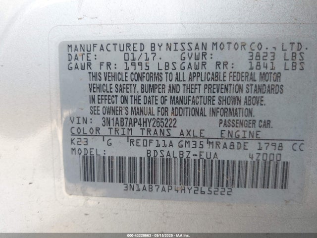 3N1AB7AP4HY265222 Nissan Sentra
