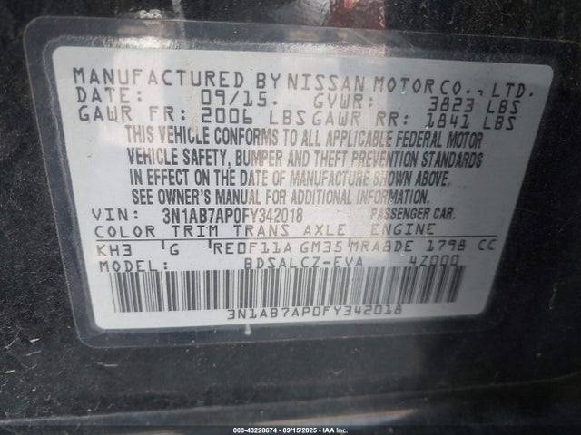 Nissan Sentra 2015 3N1AB7AP0FY342018 Image 9