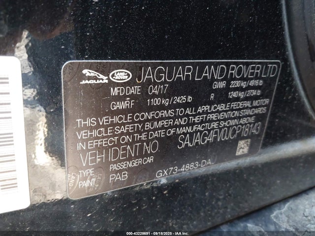 SAJAG4FV0JCP18143 Jaguar aj126