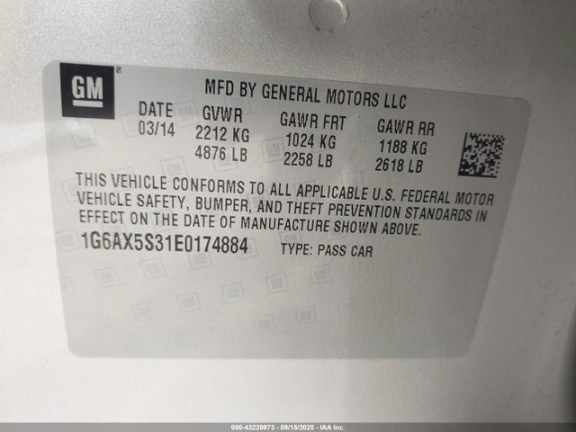 2014 CADILLAC CTS 1G6AX5S31E0174884 Photo 8