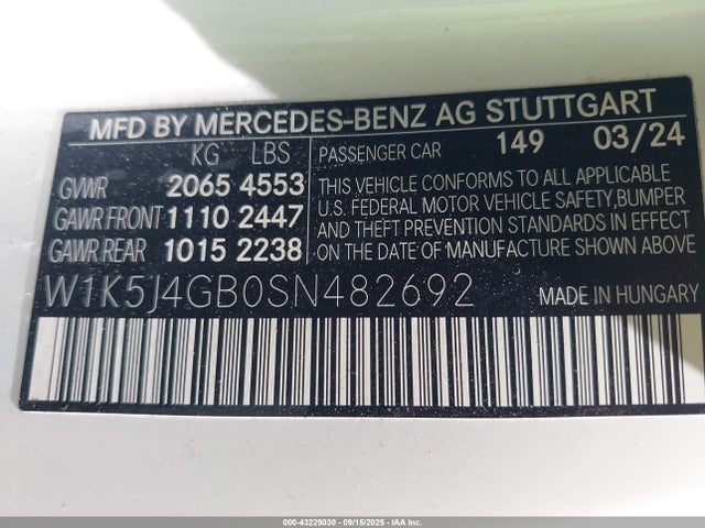 W1K5J4GB0SN482692 Mercedes-Benz m260
