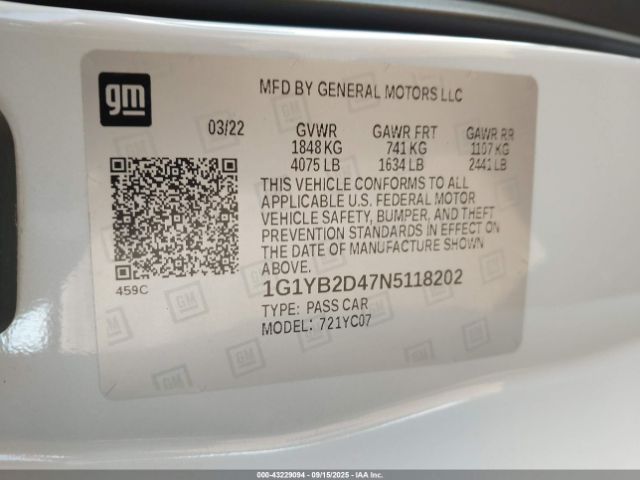 2022 CHEVROLET CORVETTE STINGRAY 1G1YB2D47N5118202 Photo 8