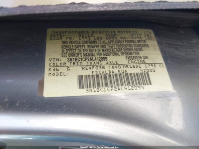 2010 NISSAN VERSA 3N1BC1CP2AL412099 Photo 8