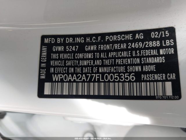 2015 PORSCHE PANAMERA WP0AA2A77FL005356 Photo 8