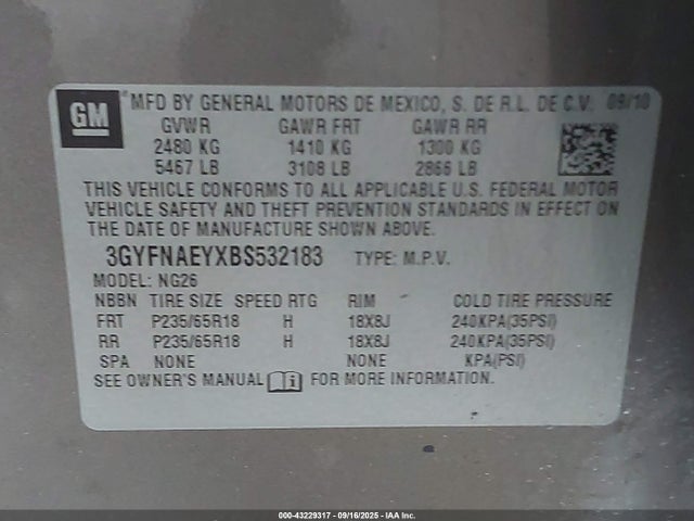 2011 CADILLAC SRX 3GYFNAEYXBS532183 Photo 8