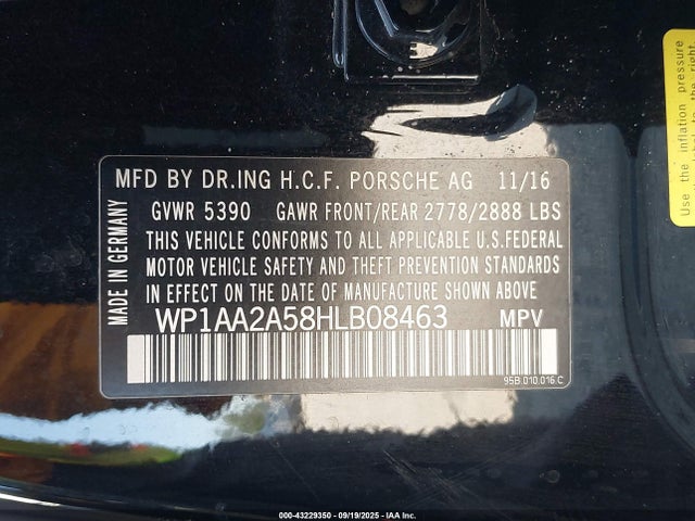 Porsche Macan 2017 WP1AA2A58HLB08463 Image 9