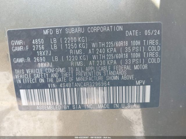 2024 SUBARU OUTBACK 4S4BTANC4R3296964 Photo 8
