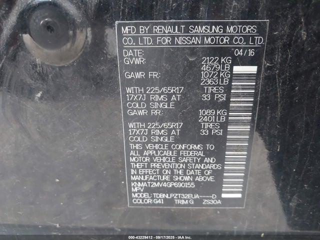 Nissan 2016 2016 KNMAT2MV4GP690155 Image 9