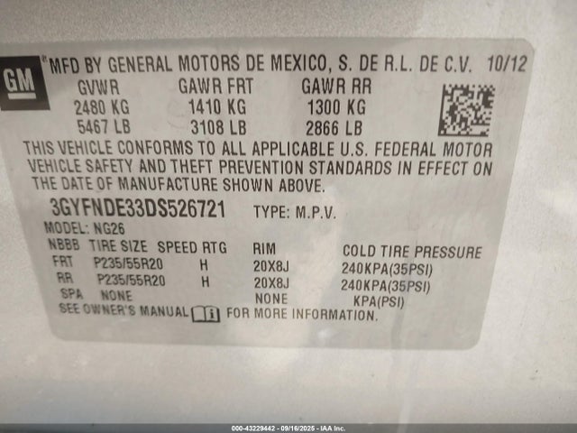 2013 CADILLAC SRX 3GYFNDE33DS526721 Photo 8