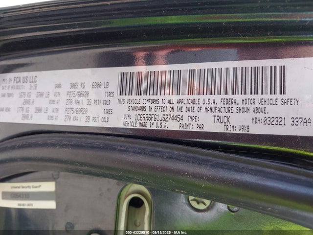 RAM 1500 2018 1C6RR6FG1JS274454 Image 9