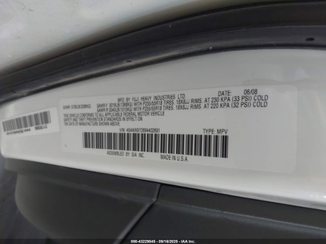 2009 SUBARU TRIBECA 4S4WX97D694402691 Photo 8