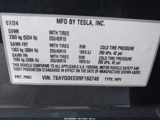 2024 TESLA MODEL Y 7SAYGDEE0RF160746 Photo 8