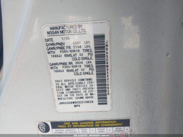 2005 INFINITI FX35 JNRAS08W95X210828 Photo 8