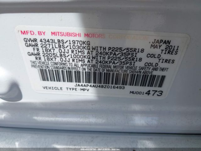 2011 MITSUBISHI OUTLANDER SPORT JA4AP4AU4BZ016493 Photo 8