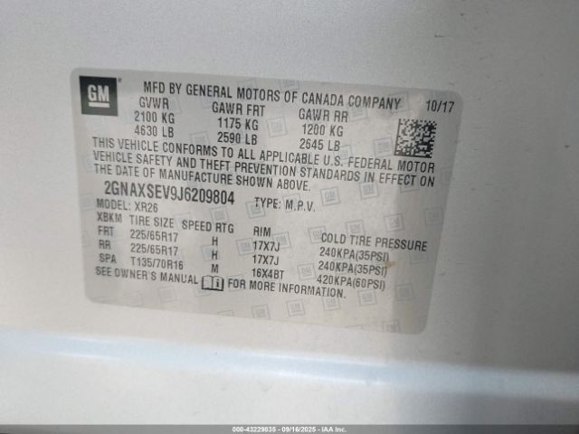 2018 CHEVROLET EQUINOX 2GNAXSEV9J6209804 Photo 8