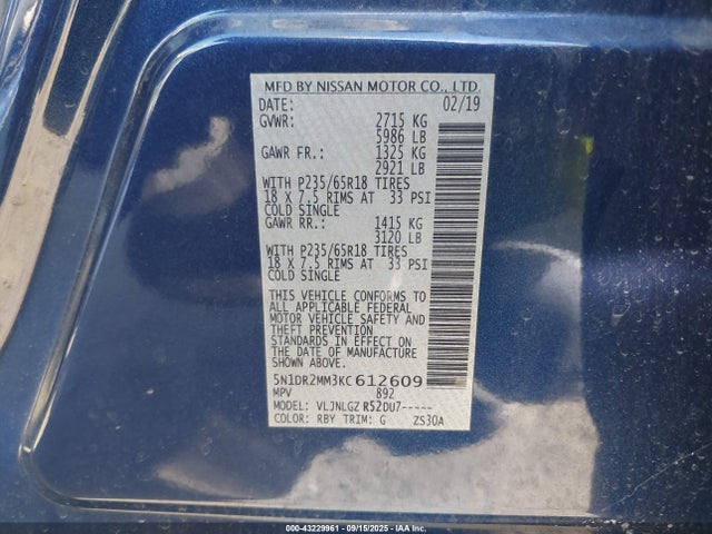 Nissan 2019 2019 5N1DR2MM3KC612609 Image 9