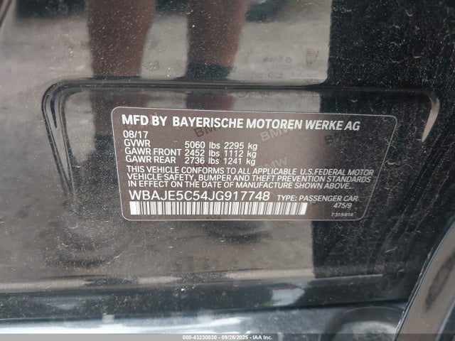 WBAJE5C54JG917748 BMW 540I