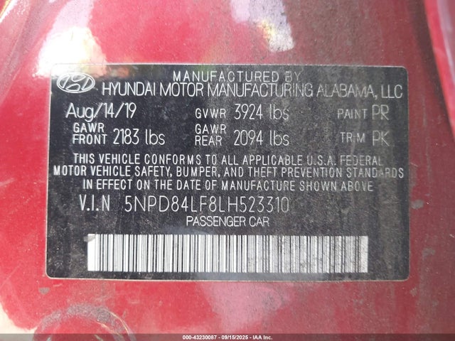 2020 HYUNDAI ELANTRA 5NPD84LF8LH523310 Photo 8