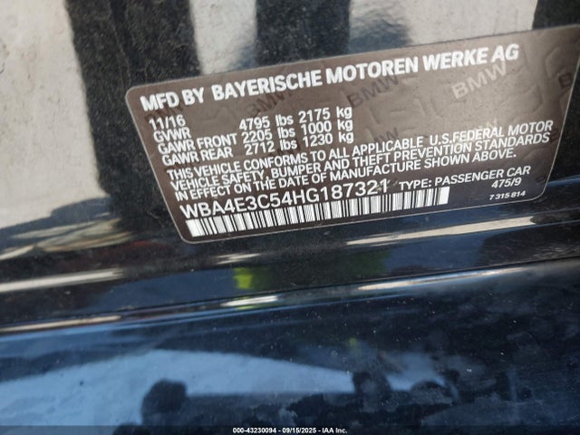 WBA4E3C54HG187321 BMW 2017