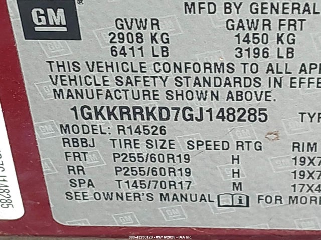 1GKKRRKD7GJ148285 GMC Acadia Slt-1