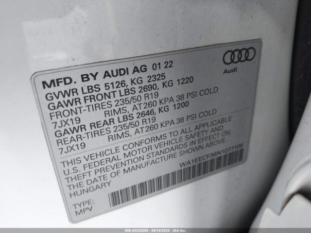 2022 AUDI Q3 WA1EECF36N1077106 Photo 8