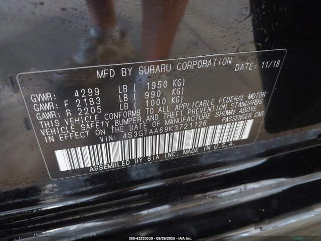 4S3GTAA69K3721126 Subaru Impreza 2.0i