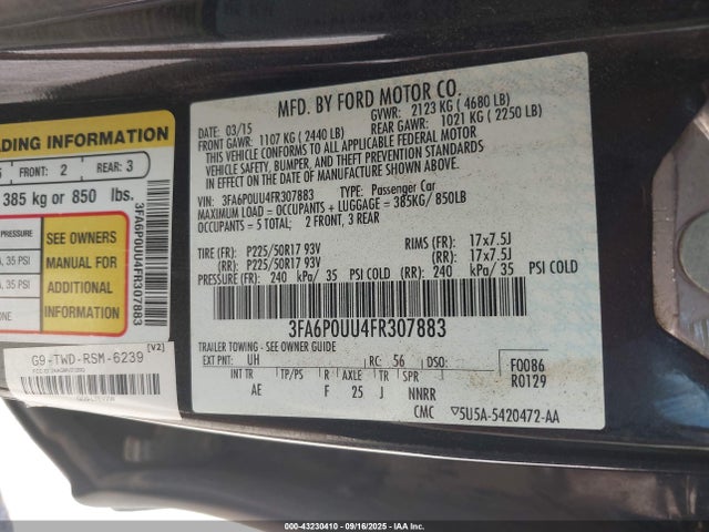 Ford 2015 2015 3FA6P0UU4FR307883 Image 9