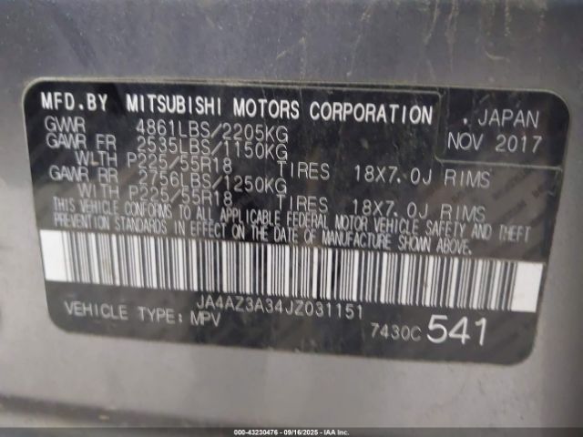 2018 MITSUBISHI OUTLANDER JA4AZ3A34JZ031151 Photo 8