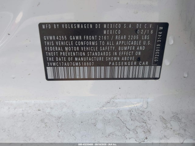 3VWC17AU7GM518907 Volkswagen 1.8 tsi