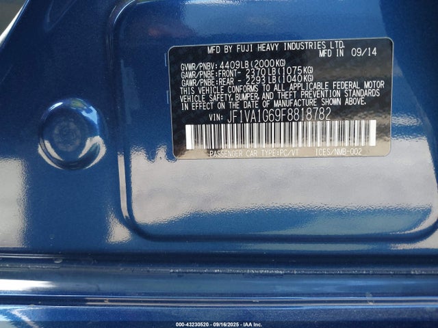 JF1VA1G69F8818782 Subaru dib turbo