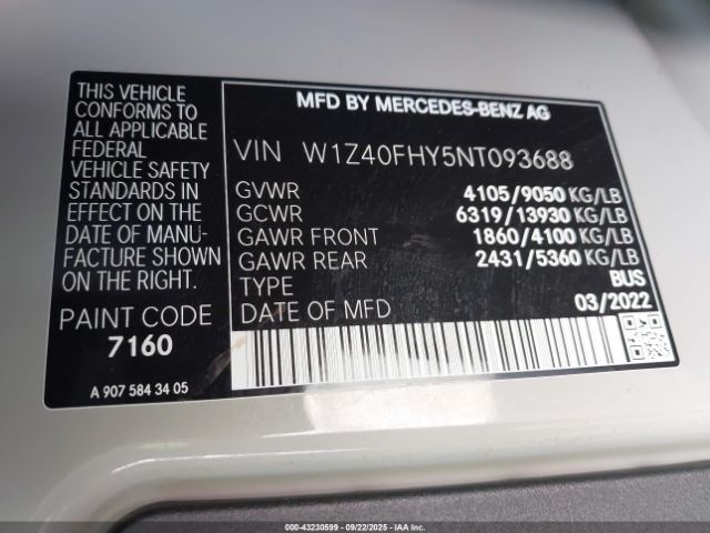 2022 MERCEDES-BENZ SPRINTER 2500 W1Z40FHY5NT093688 Photo 8