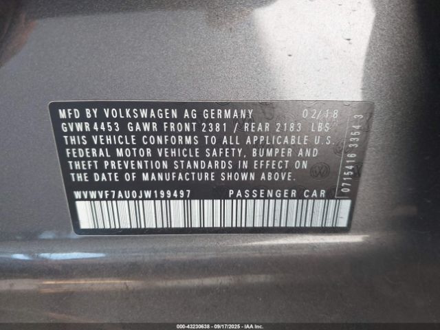 2018 VOLKSWAGEN GOLF R WVWVF7AU0JW199497 Photo 8