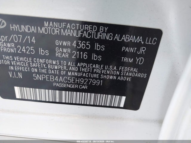 5NPEB4AC5EH927991 Hyundai gamma