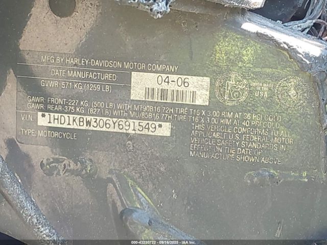2006 HARLEY-DAVIDSON FLHXI 1HD1KBW306Y691549 Photo 9