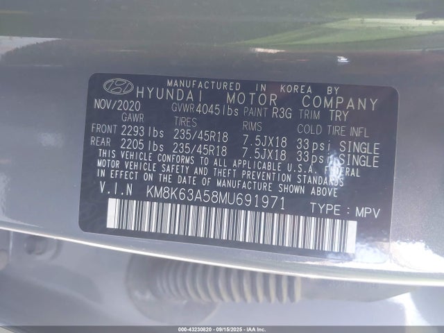 KM8K63A58MU691971 Hyundai Kona Night